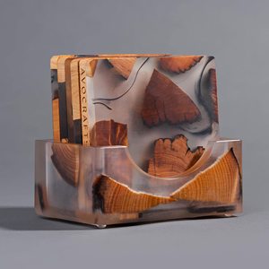 Wooden <strong>Coasters</strong> <strong>Set</strong> Modern Epoxy <strong>Coasters</strong> Full <strong>Set</strong> <strong>of</strong> <strong>6</strong> with Holder for Coffee Tea Home Decor Wooden <strong>Placemat</strong> Trays Platters - Product Image 5