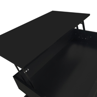 Table basse relevable avec 2 tiroirs, plateau en verre et finition ultra brillante, espace de rangement dissimulé et éclairage LED pour salon