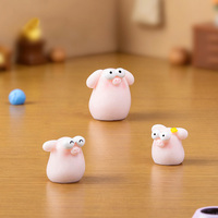 Figurines de cochon rose miniature aux grands yeux, miniatures en résine, accessoires de jardin féerique pour la décoration de la maison, de la voiture et des loisirs créatifs