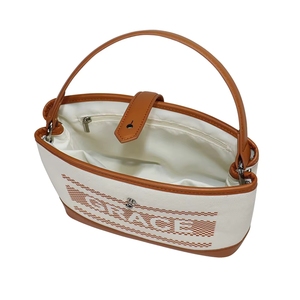 Bolso Tote de Lona y Cuero con Rayas en Contraste de Color, Popular en 2026, de Gran Capacidad, para Llevar en la Mano o al Hombro - Product Image 3