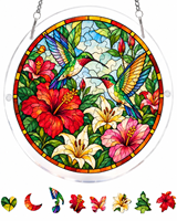 Kit de puzzle en acrylique personnalisé, attrape-soleil en verre teinté, puzzles en forme de colibris colorés, décoration de fenêtre, cadeau artisanal