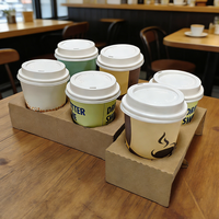 Plateau en papier écologique personnalisé en gros pour le café, le thé au lait, l'emballage à emporter, carton ondulé, porte-gobelet en papier
