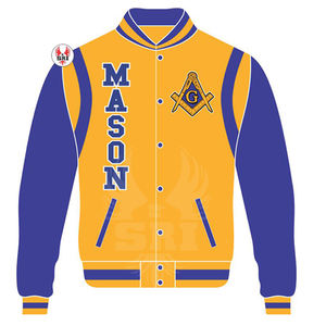 Chaqueta Masónica de Maestro Masón, Chaqueta Universitaria Personalizada |   Chaqueta Universitaria Masónica de Lana con Mangas de Cuero - Product Image 4