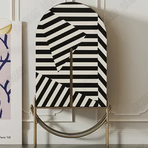 Light luxury living room hand painting zebra pattern bucket cabinet Senior art decorative cabinet modern villa side cabinet