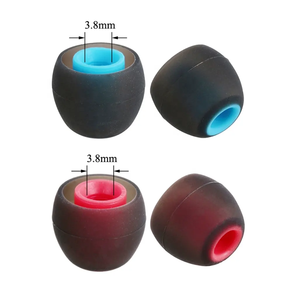 3,8 mm zweifarbige Silikon-Ohrstifte weiche Gele Ohrstifte für Beats JBL Ohrstöpsel Silikon-Gummi-Ohrstifte