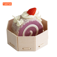 Boîte d'emballage pour gâteaux en bois naturel octogonal, personnalisable avec logo, pour salades et aliments