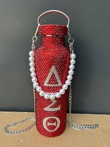 Borraccia da 25oz con strass e manico in perle per la confraternita greca Sigma Gamma Rho, modello Alpha Bling - Product Image 4