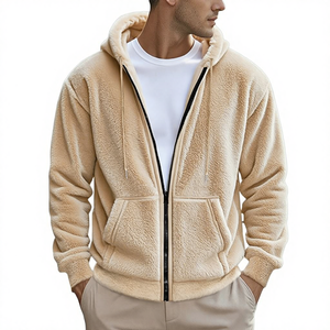 Giacca Blazer <span class=keywords><strong>con</strong></span> Cappuccio da Uomo in Pile Doppio Strato Pesante, Stile Americano, Casual, Ampia, <span class=keywords><strong>con</strong></span> <span class=keywords><strong>Cerniera</strong></span>, per Primavera Autunno - Product Image 1