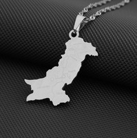 Collier en acier inoxydable avec pendentif drapeau du Pakistan couleur acier, série Carte Nationale, cadeau souvenir tendance