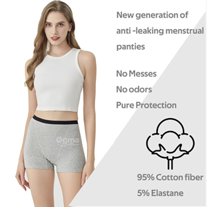 Culotte menstruelle ODM 4 couches <span class=keywords><strong>pour</strong></span> <span class=keywords><strong>femme</strong></span>, taille haute, shorty, anti-fuites, respirante, en coton écologique. - Product Image 5