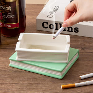 Cenicero de cerámica personalizado cuadrado verde y azul para uso doméstico o como regalo DD1701 - Product Image 5