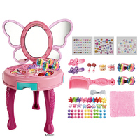 Ensemble de coiffeuse pour tout-petits Princesse avec sèche-cheveux jouet, miroir et maquillage, table de maquillage en plastique pour filles