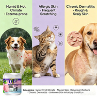 Comprimés pour la santé de la peau des chiens et des chats : Soutien pour la dermatite chronique, apaisement des rougeurs et des démangeaisons, reconstruction de la barrière cutanée à base de plantes, OEM