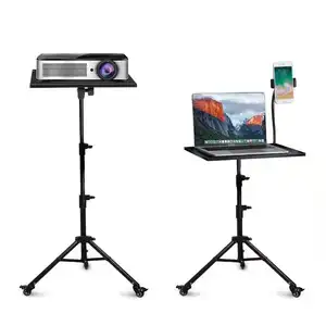 Light weight 3 section tripod stand for laptop, projector, camera with foldable tray and phone holder