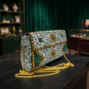 Bolso de Mano Tipo Clutch Bohemio de Metal de Lujo, con Patrón Clásico de Caramelos, Cierre Abierto, Impermeable, Bolso Bandolera de Moda - Product Image 3