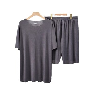Nuovo Set <span class=keywords><strong>Pigiama</strong></span> Estivo in Seta Ghiaccio a Due Pezzi, Taglia Grande, Tinta Unita, Casual per Casa - Product Image 5