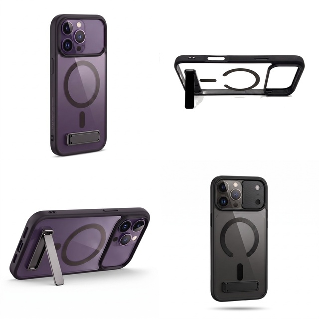 Full Protection Anti-Drop Magnetic Kickstand Phone Case For iPhone 11 12 13 Mini 14 15 16 17 Pro Max Phone Cases Wholesale