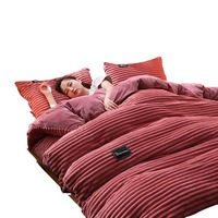 Parure de lit 4 pièces moderne unie en velours de lait doux et moelleux 300 fils, écologique et luxueuse, pour toutes les saisons