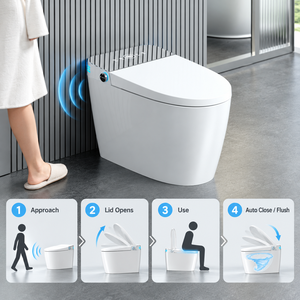 Luxury Sanitary Wares Auto Open Elongated Intelligent Bidet Toilet Black Matte Square Ceramic Intelligent Smart Toilet - Product Image 4