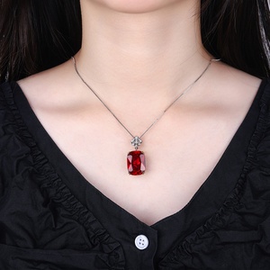 Wholesale Polished Eco-friendly <b>Copper</b> Jewelry 15*20mm Cubic Zirconia Anti Tarnish Simple Pendant Necklace for Women Party Gift - Product Image 5