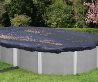 Couverture de piscine en PE durable, matériau renforcé, protection UV, fonction de nettoyage de l'eau, utilisation toute l'année, résistance aux intempéries, plastique bleu