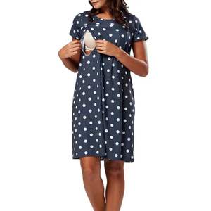 Camisones de Maternidad de Manga Corta al por Mayor, de Algodón de Alta Calidad, Modernos, Suaves, Hasta la Rodilla, Uniformes para Embarazadas - Product Image 5