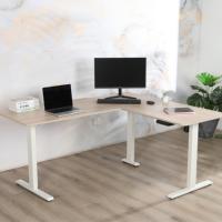 Bureau en forme de L moteur unique 3 pieds électrique ergonomique assis debout coin bureaux d'ordinateur bureau réglable en hauteur
