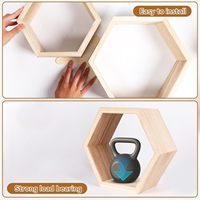 Étagère murale décorative Offres Spéciales en bois de paulownia rustique très durable Étagère flottante à double crochet Étagères murales décoratives