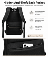 Sac à dos professionnel antichoc doublé polaire avec port de charge USB et poche arrière antivol pour ordinateur