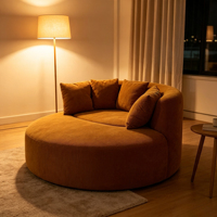Ensemble de fauteuils poufs transfrontaliers en velours côtelé avec repose-pieds intégré et canapé rembourré en éponge pour petits appartements