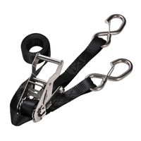 Correa de Amarre con Gancho de Bloqueo y Trinquete, Resistente a la Corrosión, Grado Marino, 27 mm, 800 kg, con Asa Ergonómica, para Fijar Moto Acuática