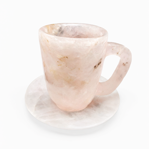 Taza de té con platillo en increíble piedra de cuarzo rosa - SOLO 1 taza y 1 platillo - Product Image 1