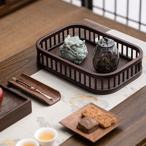 <b>Bamboo</b> Tea Storage <b>Basket</b> Rectangle Vintage Style With Handle For Tea Ceremony Accessories - Product Image 3