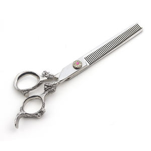ด้ามจับมังกรกรรไกรตัดผมผอมบางใบมีดสแตนเลสแบบตรงอุปกรณ์ร้านเสริมสวย - Product Image 1