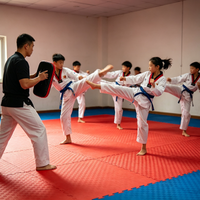 Tapete de Espuma EVA con Patrón de Cinco Líneas, 100x100cm, Antideslizante, Alta Densidad, Absorción de Impactos, para Entrenamiento de Lucha y MMA, Venta al Por Mayor de Fábrica
