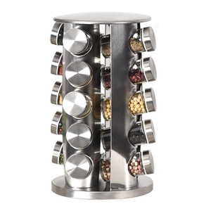 MJ Kitchen Spice Jar Rack Set 360 Stainless Steel Rotating Spice Rack Jars Seasoning Organizer