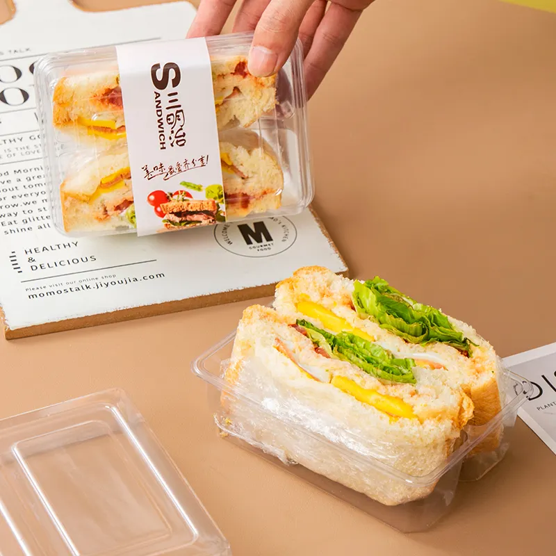 Rõ ràng Pet bản lề container làm xáo trộn rõ ràng thực phẩm hộp bánh sandwich kháng trong suốt nhựa Deli container trong kho