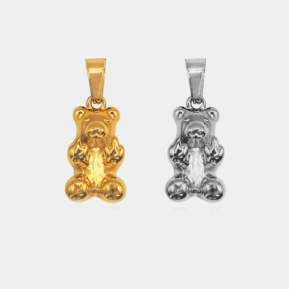 New hot men pendant stainless steel no fade jewelry 18k gold offensive bear pendant for necklace vintage animal bear charm