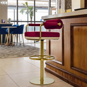 <span class=keywords><strong>Tabouret</strong></span> de <span class=keywords><strong>bar</strong></span> moderne réglable en velours bordeaux et métal doré de luxe, rembourré, pour comptoir de <span class=keywords><strong>bar</strong></span>, cuisine, café, salon - Product Image 2