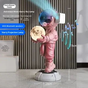 Estatua de Astronauta de Resina Grande con Altavoz Bluetooth y Lámpara Lunar de 3 Colores, Decoración Moderna Nórdica para el Hogar, Proyector de Luz Nocturna - Product Image 6
