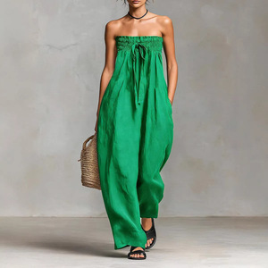 Dropshipping Shopify, Mono de Talla Grande para Mujer, sin Tirantes, Estilo Tubo, Pierna Ancha, Color Sólido, Casual, Verano - Product Image 2