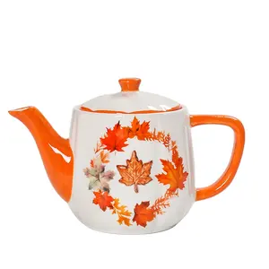 Autumn Harvest Maple Leaves Shaped Ceramic Teapot & Tea pot 500ml 16oz