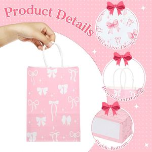 Sacs cadeaux en papier kraft biodégradable personnalisables avec logo, design nœud papillon, pour fêtes d'anniversaire, shopping, avec poignées - Product Image 5