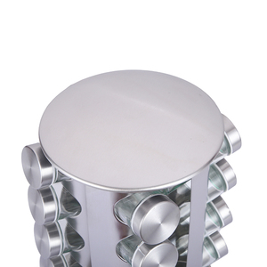 Set Utensili da Cucina Portaspezie Girevole in Acciaio Inox con 16 Barattoli e Macinapepe - Product Image 4