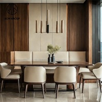 Ensemble de meubles modernes en cuir et bois pour hôtel, restaurant, table, chaise, canapé, banquette, pour la restauration, les salons de thé et les hôtels