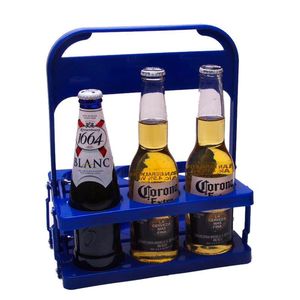 Venta al <span class=keywords><strong>por</strong></span> <span class=keywords><strong>mayor</strong></span> logotipo personalizado 6 botellas <span class=keywords><strong>de</strong></span> plástico cerveza colector botella portador <span class=keywords><strong>de</strong></span> alta calidad plegable plástico bebida portador con asa - Product Image 1