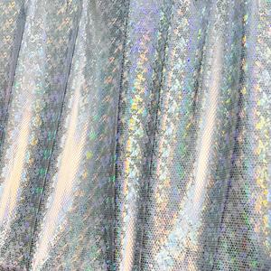 قماش جمباز لامع عالي الجودة نيون مجسّم فضي صوفي رقائق معدنية بولي أميد مطاط سبانديكس لامع - Product Image 4