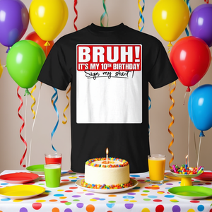 Camiseta con estampado de cumpleaños número 10, camiseta de manga corta para niños, unisex, cuello redondo, estampado digital - Product Image 3