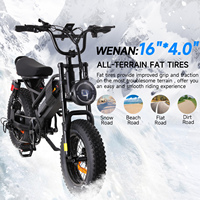 Dropshipping Entrepôt Américain Nouveau Style Vélo Électrique à Gros Pneus 16 Pouces 750W 48V VTT Rapide pour Adultes