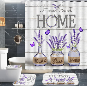 مجموعة ديكور الحمام الكوبية الزرقاء من 4 قطع 72 \ "X 72 \" مزرعة دش ريفي ستارة 12 خطافات سجادة إكسسوارات حمام منزلي حلو - Product Image 6